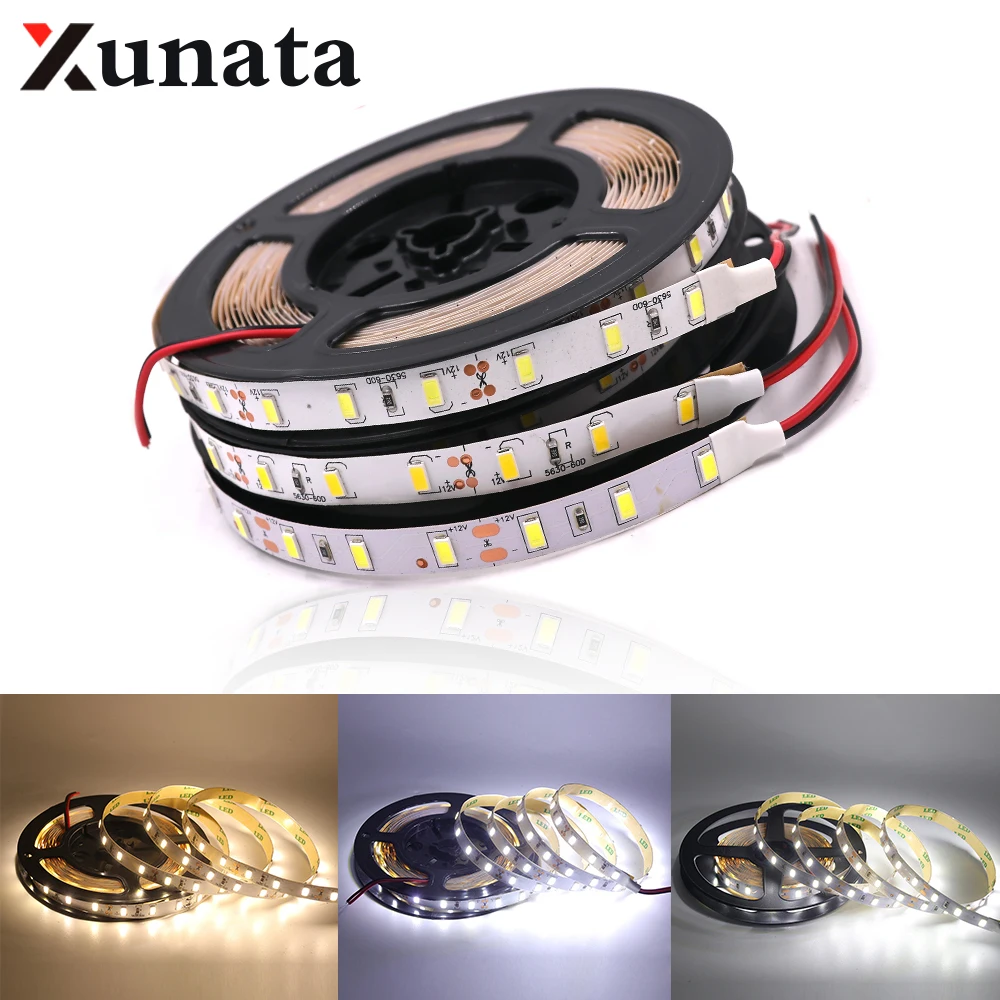

5m 10m 15m DC12V Led Strip SMD 5630 IP65 Waterproof Led Light 60Leds/m Flexible Ribbon Tape LED Light Strip White/Warm White