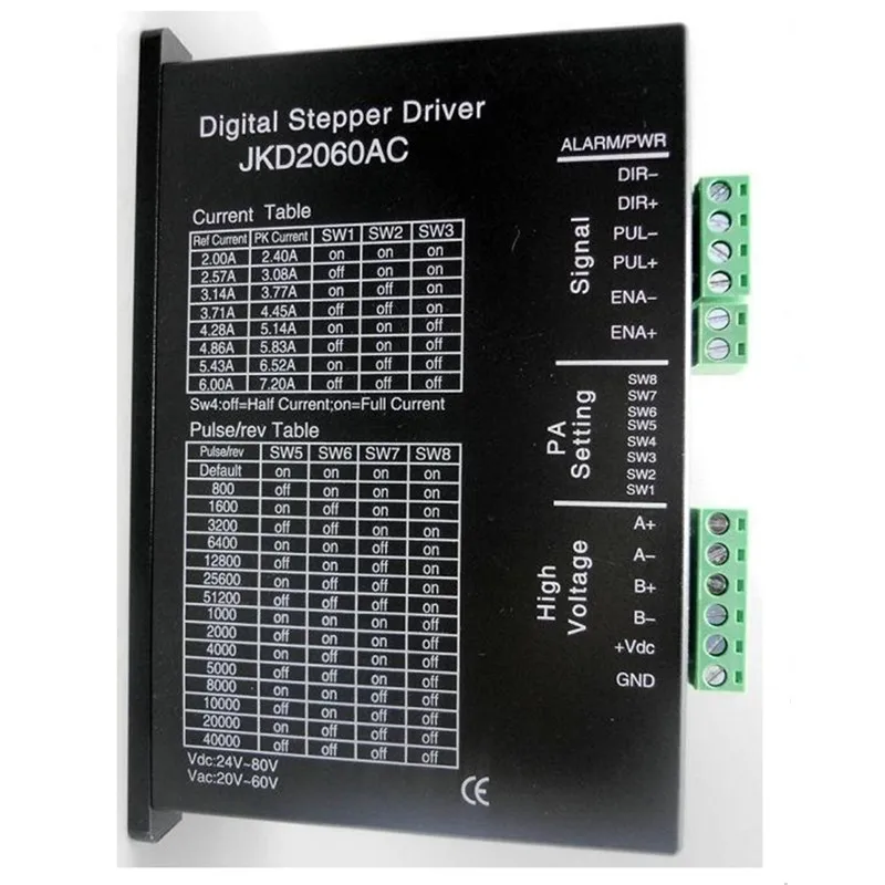 2 phase stepper motor driver/digital controller JKD2060 peak 7.2A 256 microstep 24V-80VDC