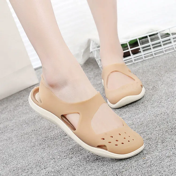 New Non-slip Soft Bottom Women Jelly Shoes Summer Ladies Flat Beach Sandals Plastic  Women Summer Casual Sandals