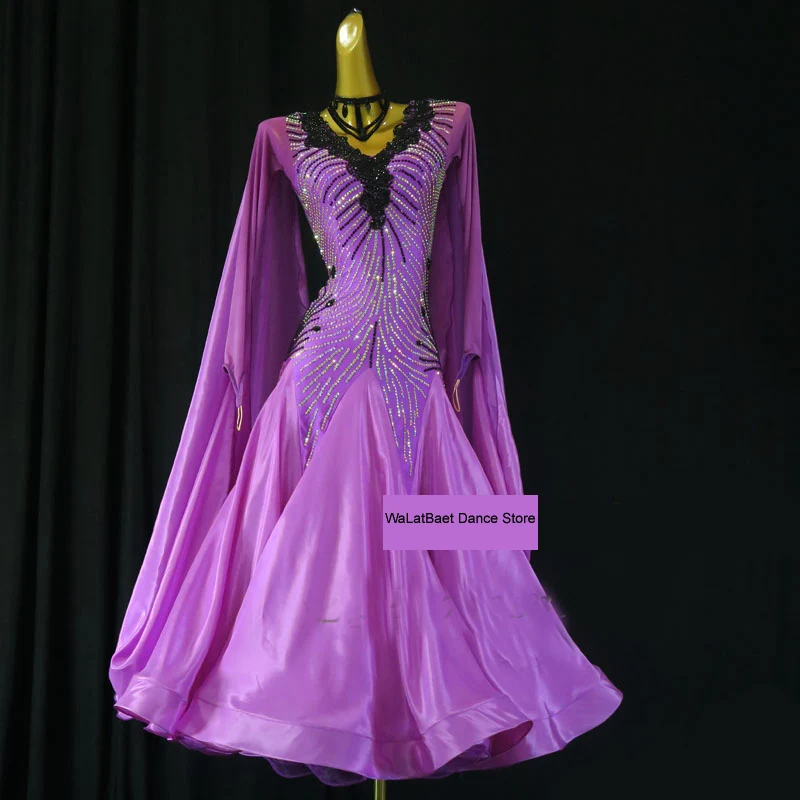 Advanced Ballroom Competition Dance Dress Purple Standard Modern Skirt Of High Quality Women Waltz Ballroom Dance Dresses