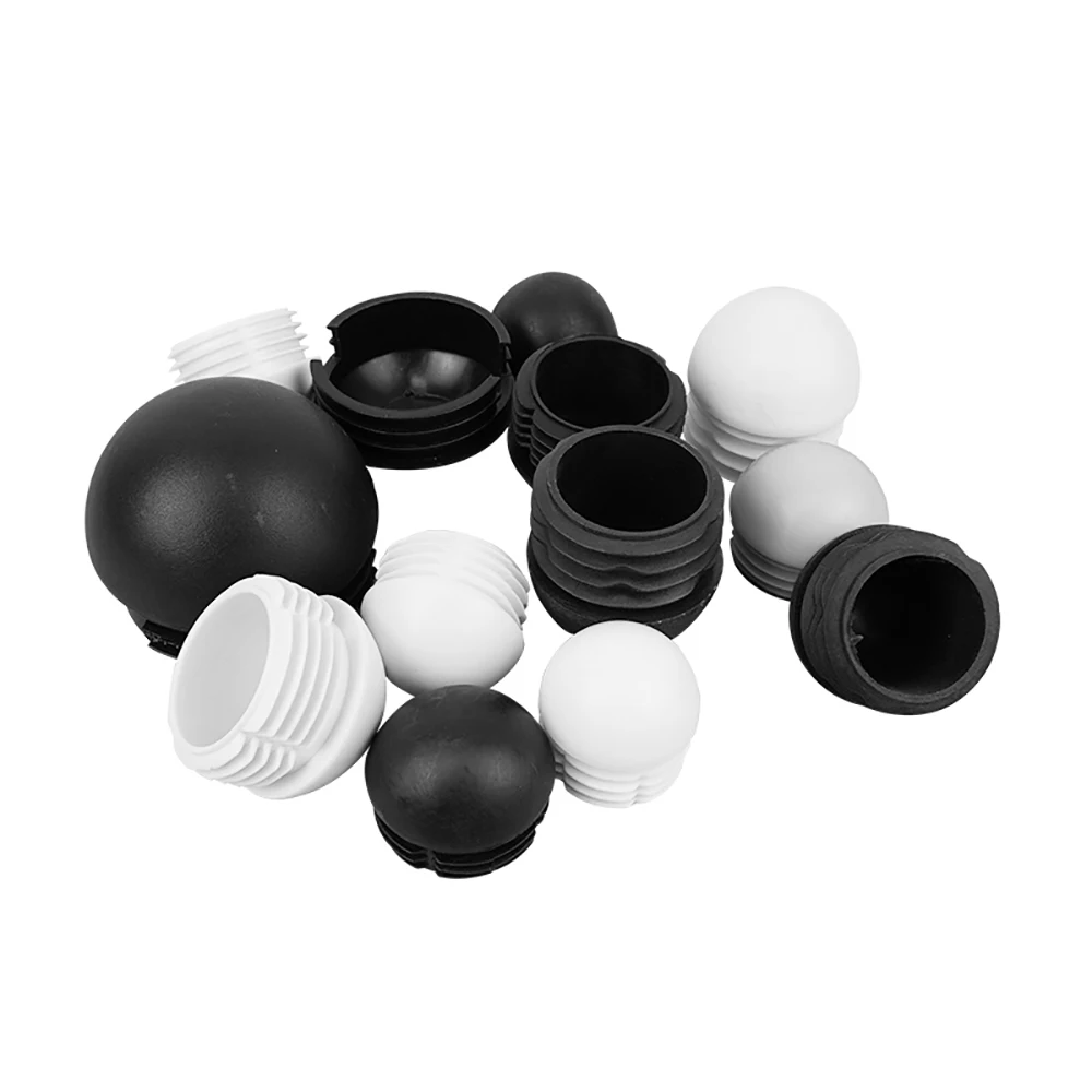 2pcs Black/White Domed Round Plastic Blanking End Caps Tube Pipe Inserts Plug 16/20/28/30/35/38/40/42/45/48/50/60/76mm