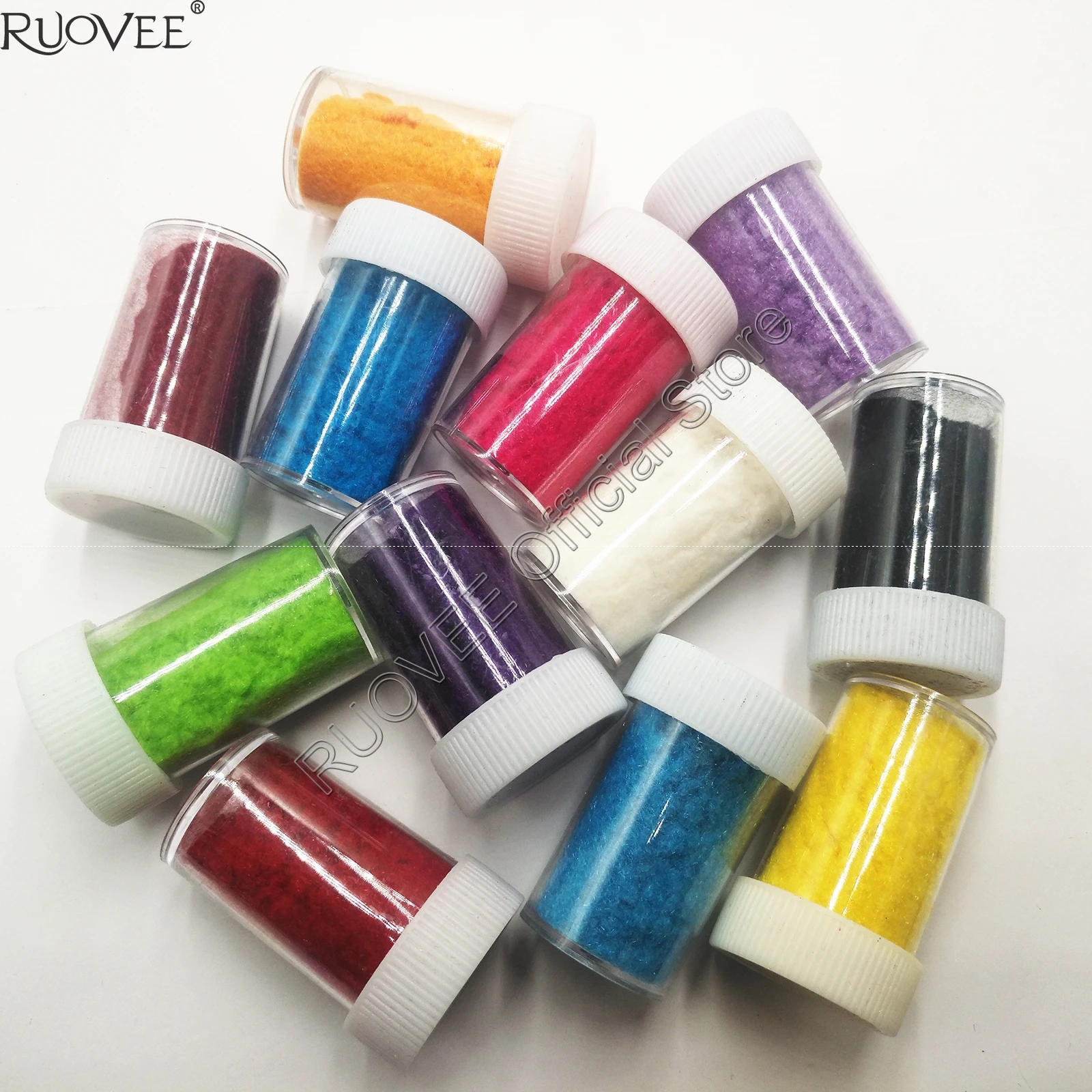 

12jars(=12 Colors) x 3D New Flocking Velvet Villus Powder for For Manicure DIY UV Gel Polish Makeup Craft Nail Art Tips