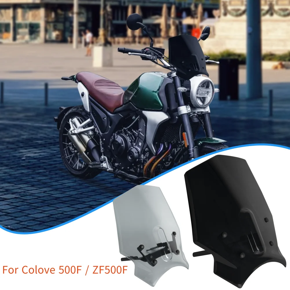 Motorcycle Windscreen Windshield Covers Screen Smoke Lens Motorbikes Deflector with Mount Bracket For Colove 500F ZF500F