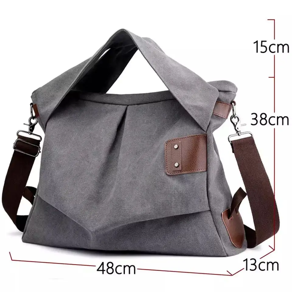 Women\'s Canvas Bag Casual Shoulder Canvas Bag Fashion Large Capacity Tote Pleated Women\'s Bag Retro Shopping Big Bag