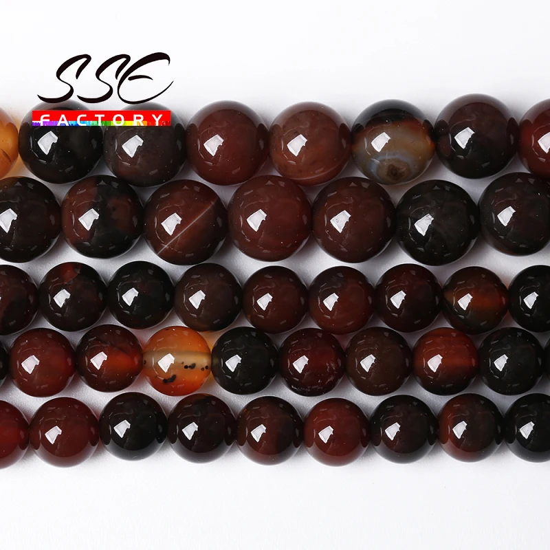 Natural Brown Agates Stone Beads Round Beads For Jewelry Making DIY Bracelets Necklaces Accessories 4 6 8 10 12MM 15\