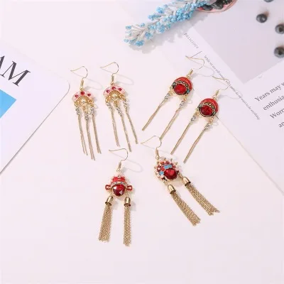 New fashion Peking Opera Facebook Earrings Knife Ma Dan Ring NecklaceFor Women girl Accessories jewelry