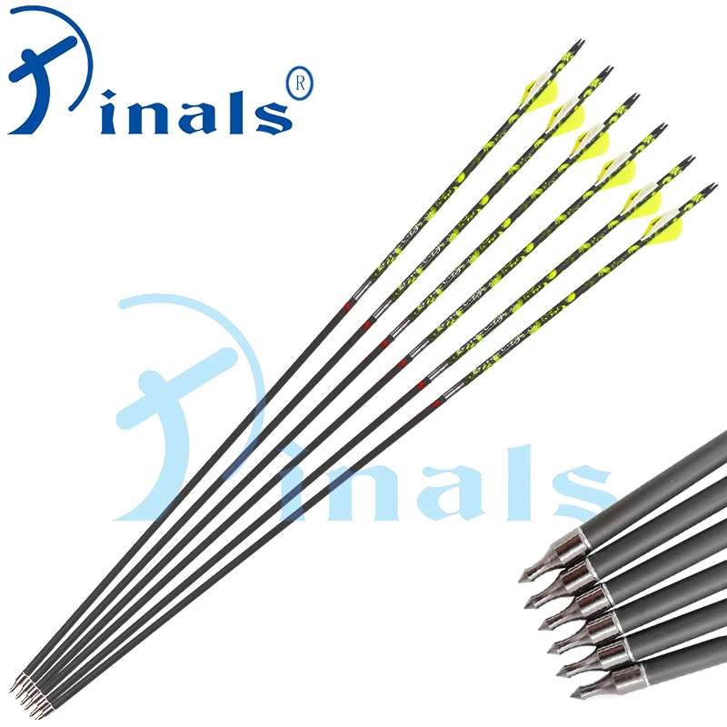 Pinals Skull Camo Archery Carbon Arrows Spine 300 340 400 ID 6.2mm Shafts Points Vanes Compound Recurve Bow Hunting Shooting