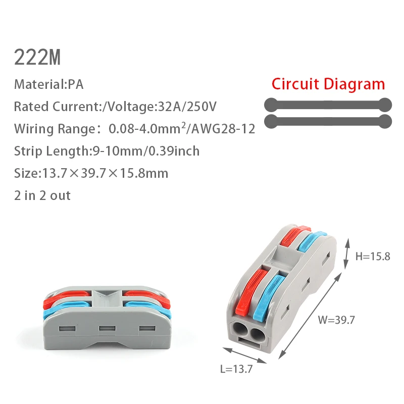 5PCS Quick Cable Splitter Push-in Wire Connector Universal Compact Conductor Wiring Terminal Block For ELECTRICAL Connection