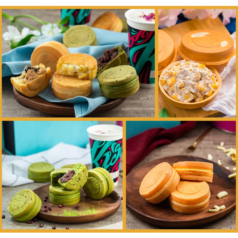 Máquina de pastel con ruedas de calentamiento eléctrico comercial, máquina para hacer aperitivos de Taiwán, 32 agujeros, 5000W, FC-2232A de pastel de frijol rojo