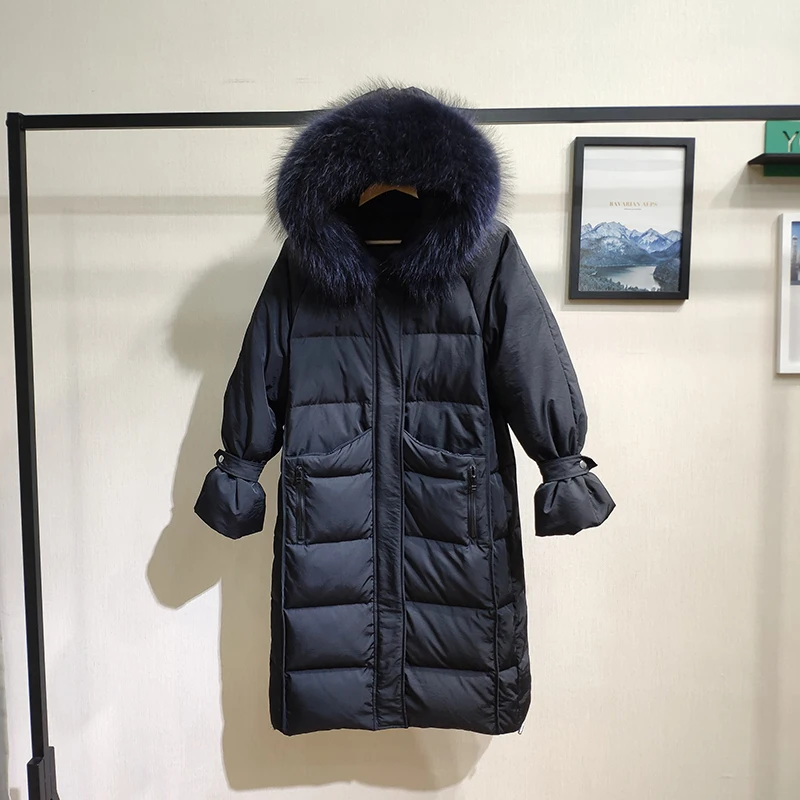 Women Winter Clothes Coat 2021 Korean Warm Duck Down Jacket + Natural Raccoon Fur Hooded Women's Down Jacket Hiver LW1599