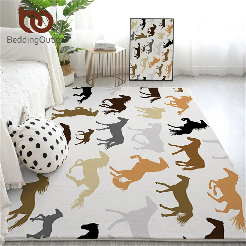 BeddingOutlet Horses Large Carpets for Living Room 3D Printed Floor Mat Horse Riding Area Rug Animal Non-slip Alfombra 152x244cm