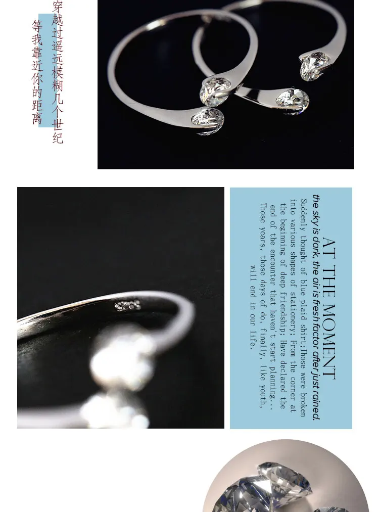 REETI 925 Sterling Silver Rings For Women Cubic Zirconia Open ring  Style Lady Prevent Allergy Sterling-silver-jewelry image 6