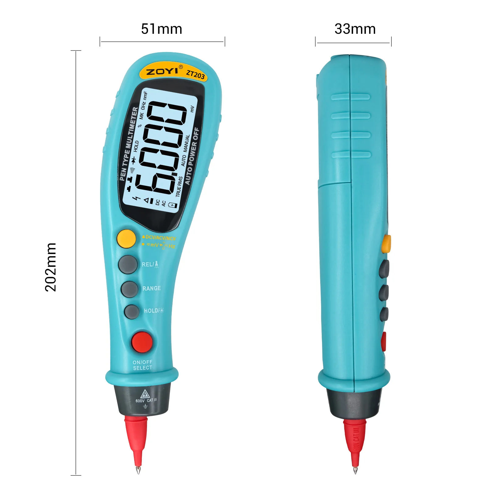 ZOYI ZT203 Digital Multimeter Pen Type Meter 6000 Counts with Non Contact AC/DC Voltage Resistance Capacitance Hz Tester Tool