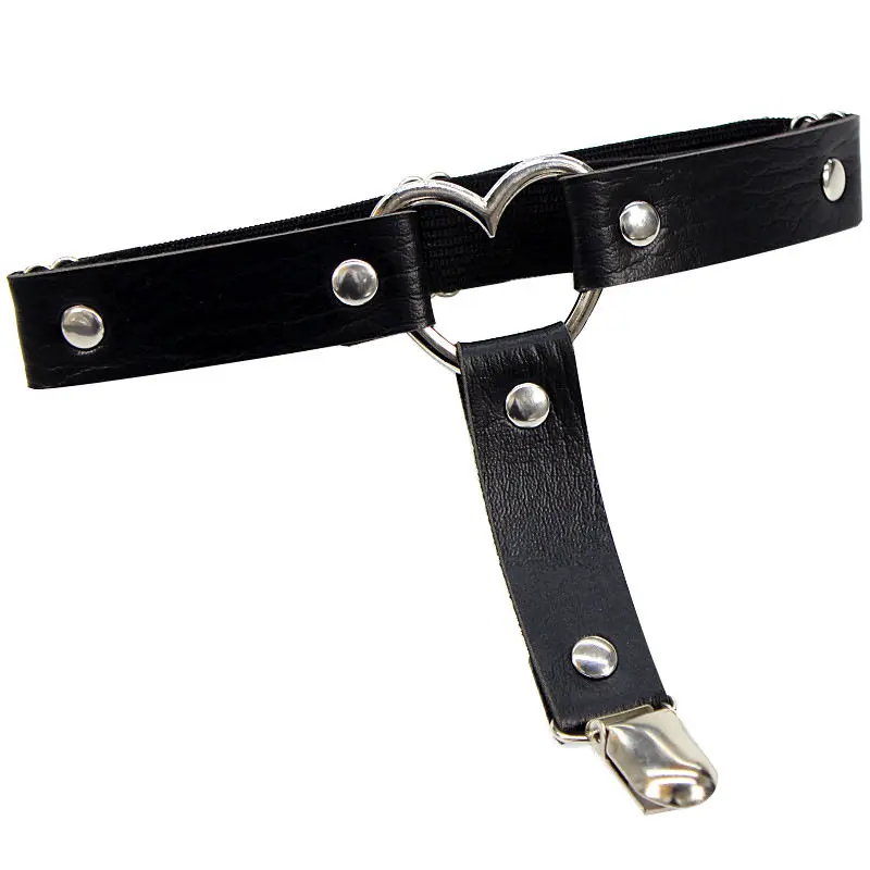 Elasticitร cuore imbracatura in pelle bretella stretta cinturino Punk anello gamba giarrettiera cinture Bondage cintura Body Jewelry Harness lingerie
