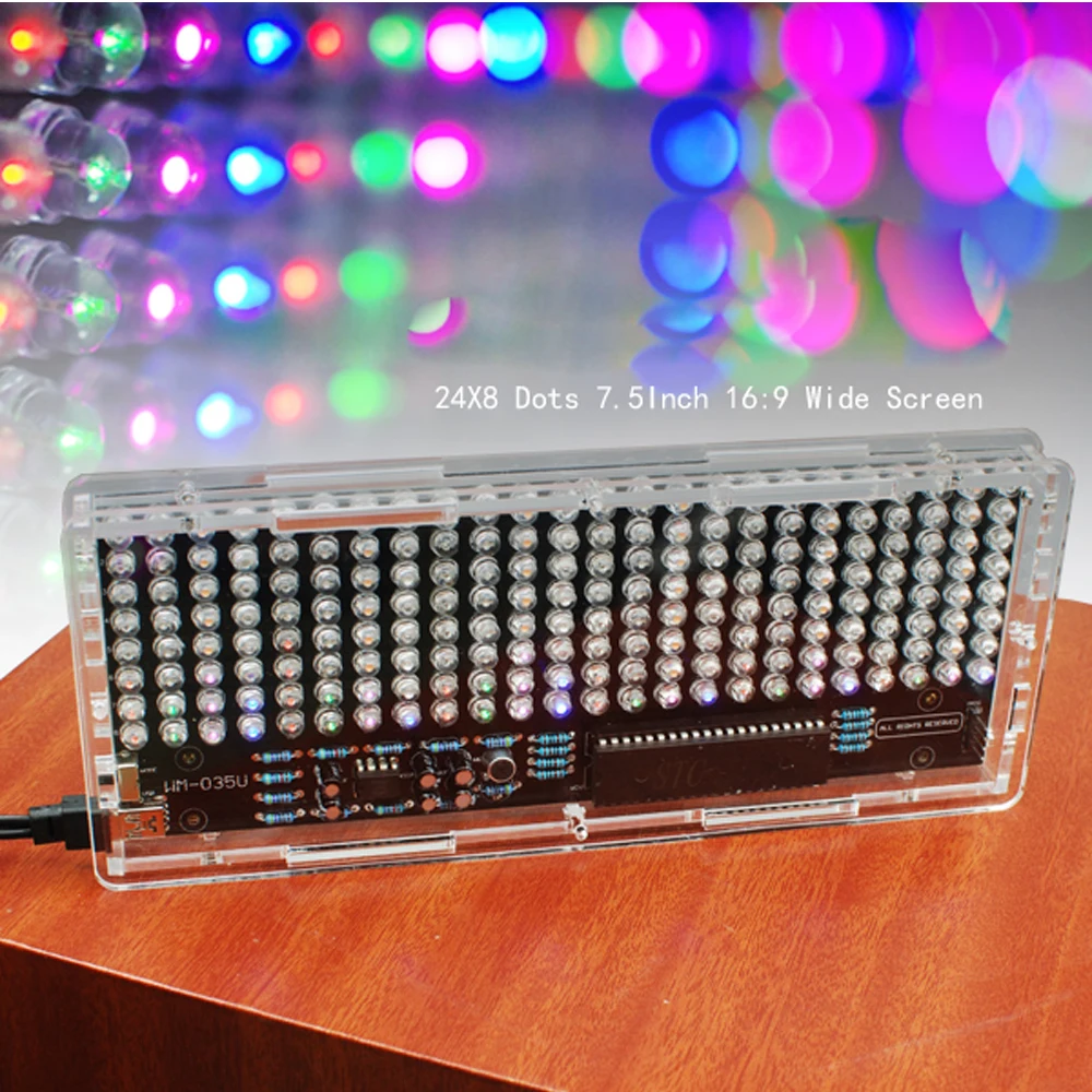 DIY electronic kit music Spectrum display 24X8 LED flashing light with case 7.5