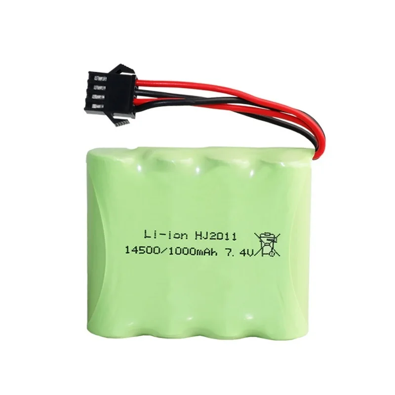 Baterai Lipo 7.4V 1000MAh 2S dan Set Pengisi Daya untuk DE36W 1:16RC Off-Road 4WD Aksesori Mainan Balap Drift Mendaki Berkecepatan Tinggi