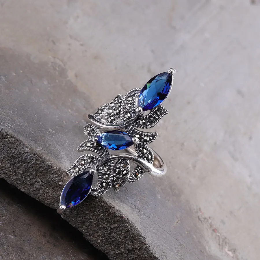 2024 Delicate Blue Rhinestones Zircon Rings for Women AccessoriesStatement Jewelry High Quality Fashion Wedding Band Bridal Gift