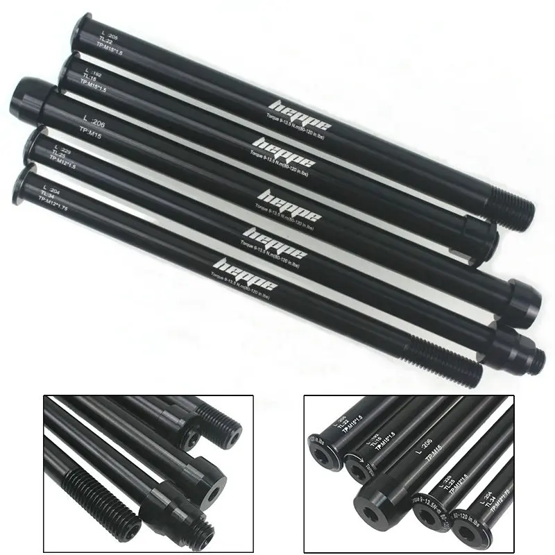 HEPPE Bike Thru Axle Front Fork Shaft Skewers Fat Bike Rear Hub Thru Axle 15x142/148 15x100/110 MTB Quick Release M15xP1.5