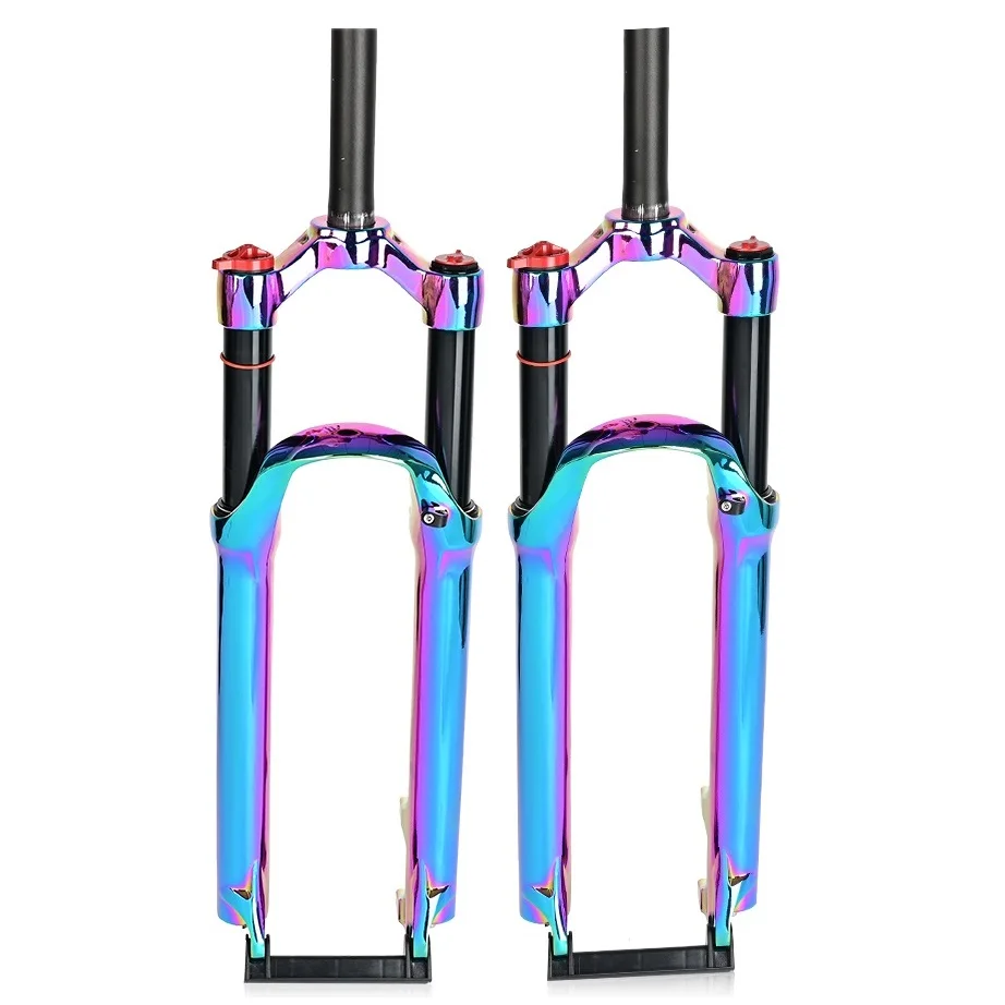 Rainow MTB Air Fork 27.5er 29inch Bicycle Suspension Fork Mountain Bike Straight Tube QR 100*9mm Disc Brake Locked Colorful Fork