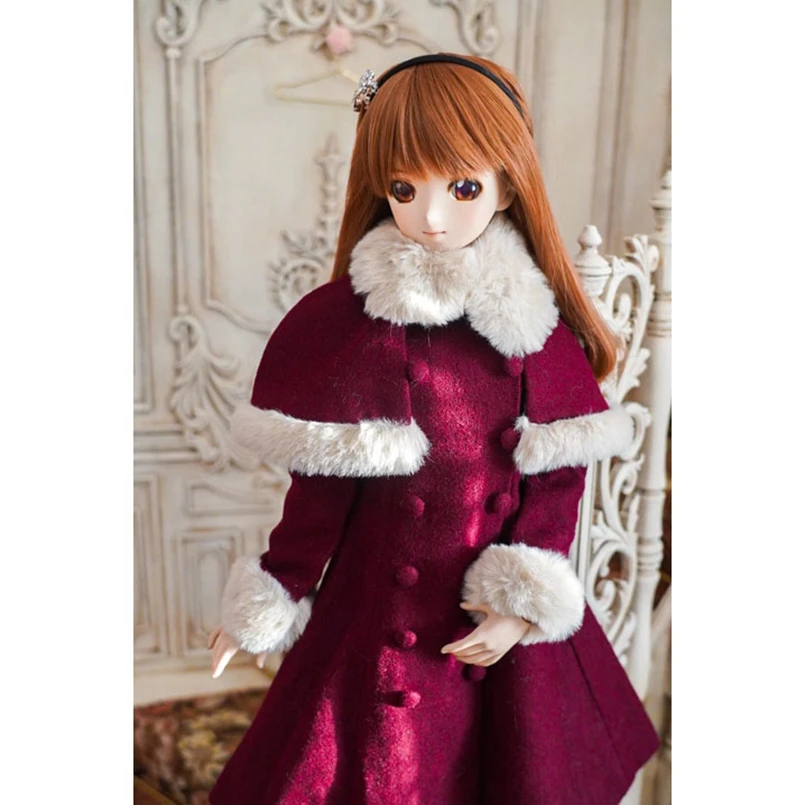 Conjuntos de falda de capa roja BJD, ropa, abrigo para niña de 1/4 1/3 y 24 pulgadas de altura, ropa para muñeca MSD SD13 DK DZ AOD DD