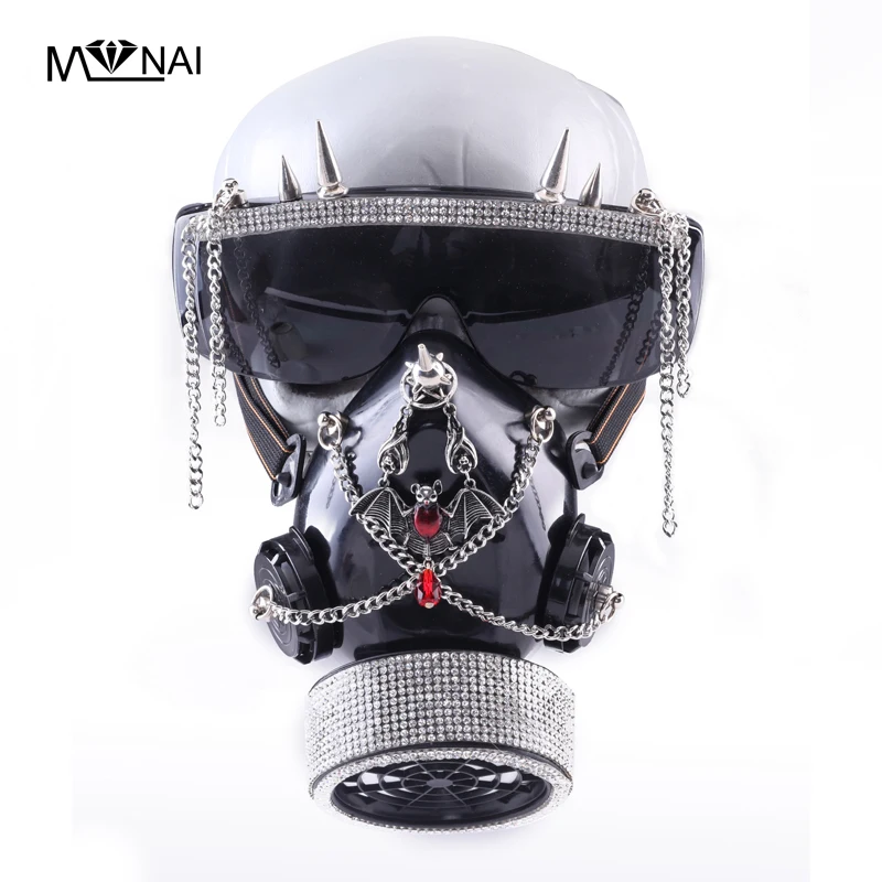 Cosplay Goggles Set With Crystal Rivets 1 Canister Rock Steampunk Masks Stage Party Halloween Masquerade Accessories