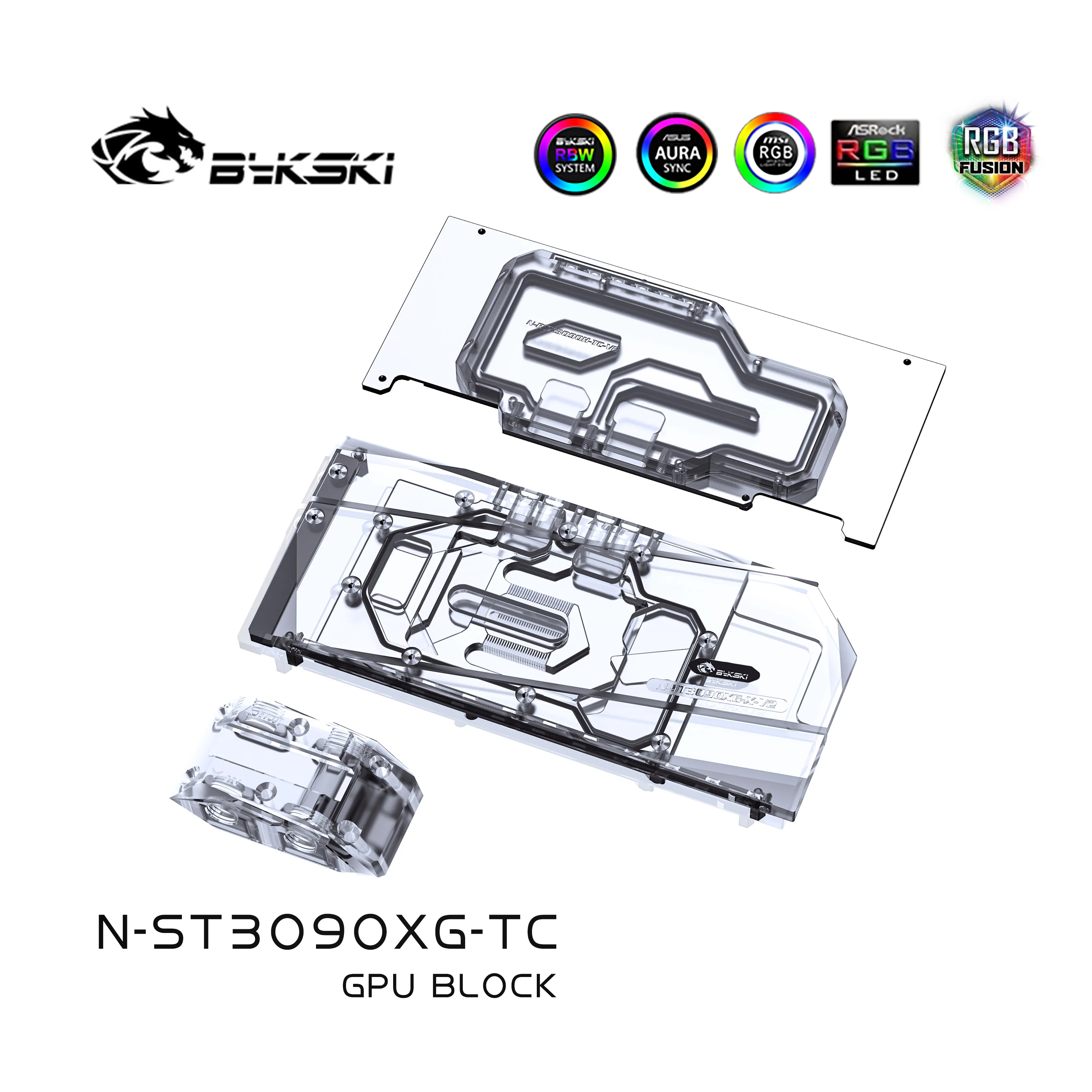 Bykski N-ST3090XG-TC GPU Water cooling Block Back broad Waterway Back Plate Cooler For Zotac RTX 3090 3080 Gaming OC