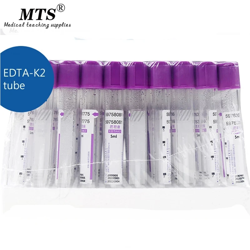 Provetta per prelievo di sangue sottovuoto provetta da laboratorio con copertura viola EDTAK3 apparecchiatura per analisi del sangue 3ml 5ml 6ml