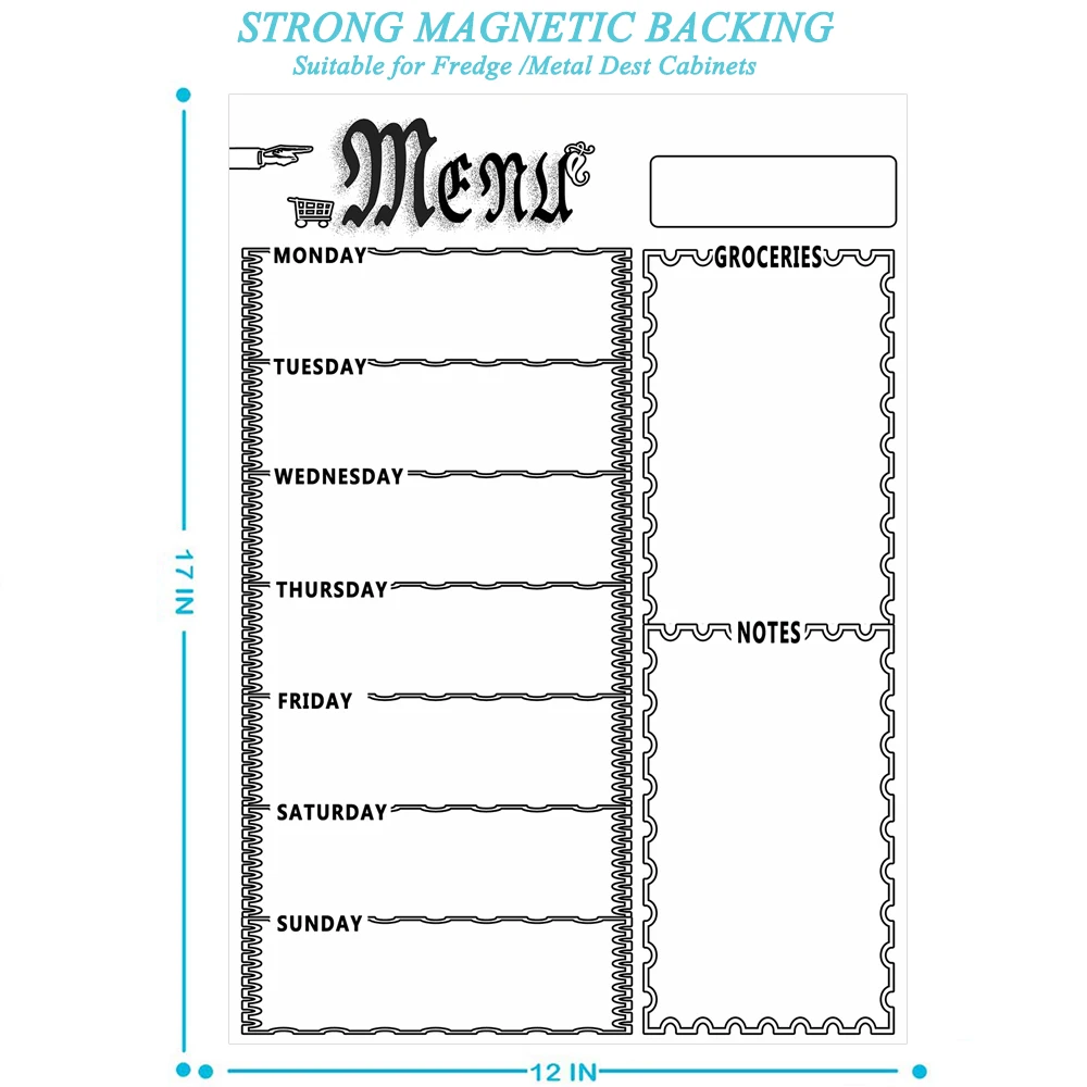 تقويم سبورة بيضاء مغناطيسية أسبوعية للمسح الجاف ، منظم قائمة البقالة للثلاجة ، مخطط ذكي
