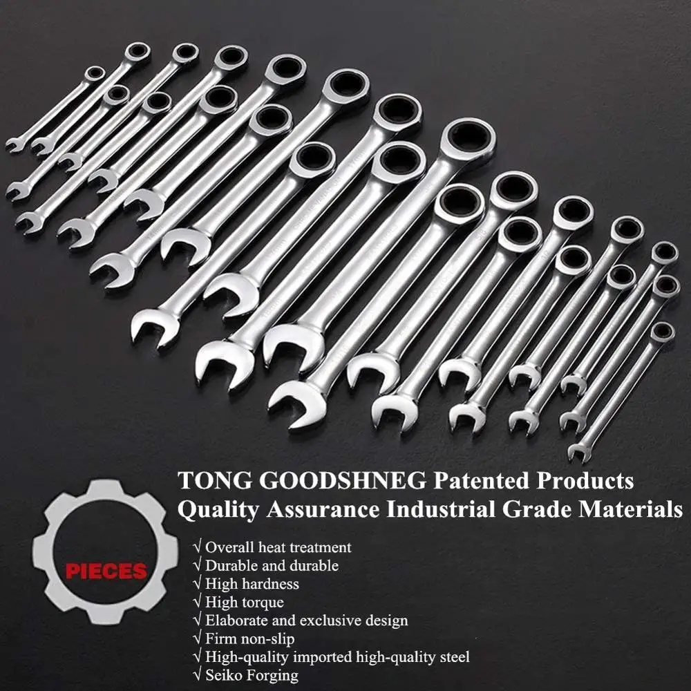 Ratchet Wrenches Chrome Vanadium Steel dengan Metrik 72 Gigi Box End Open End Standar Kunci Pas Set dengan Organizer Kotak tangan Alat