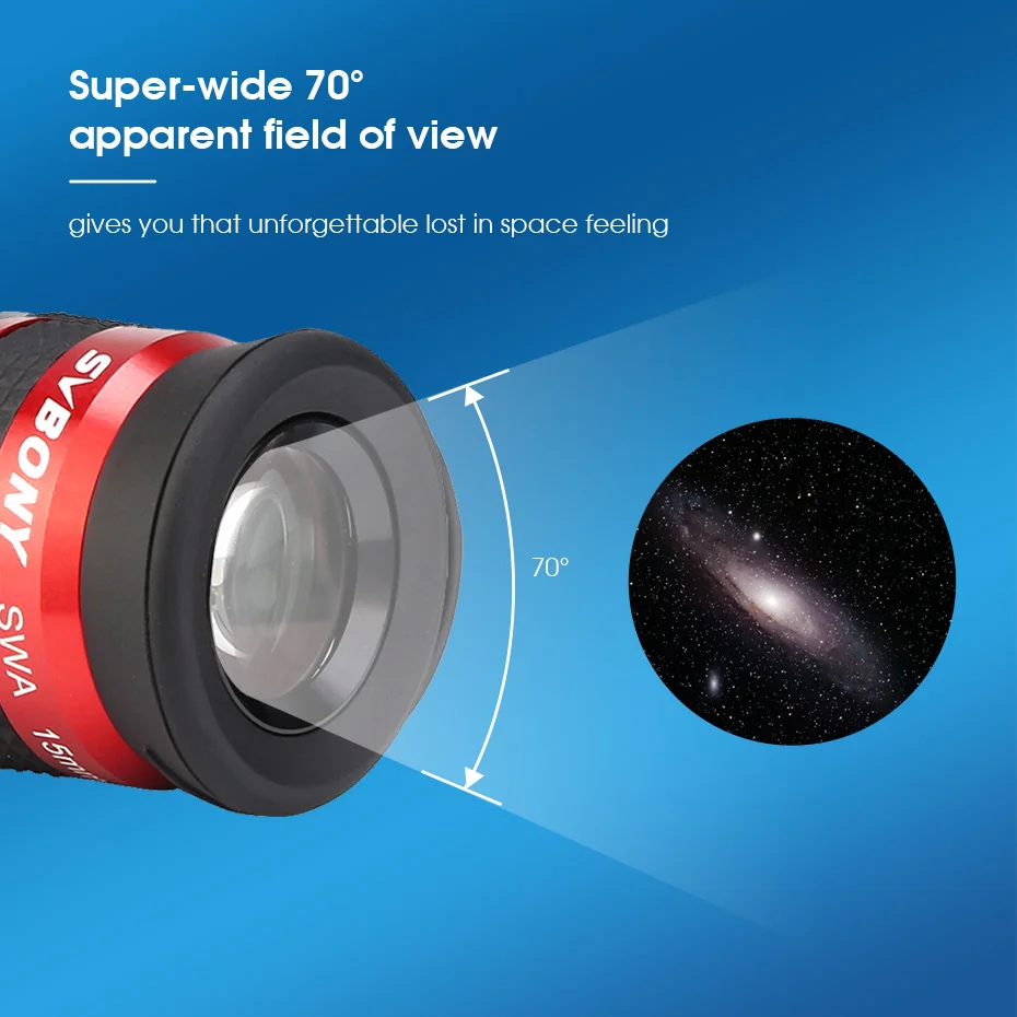 Svbony SV154 Teleskop-Okular 70 Grad SWA Super-Weitwinkel-Okular 1,25 Zoll/2 Zoll 15 mm/26 mm für Teleskope – Detail 6