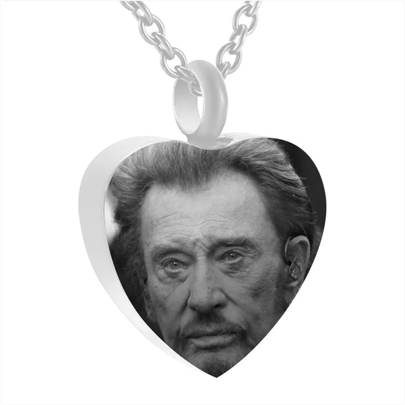 Personalized Customized Name Engraved Photo Ashes Necklaces Stainless Steel Heart Vintage Pendant Necklace Commemorative Jewelry