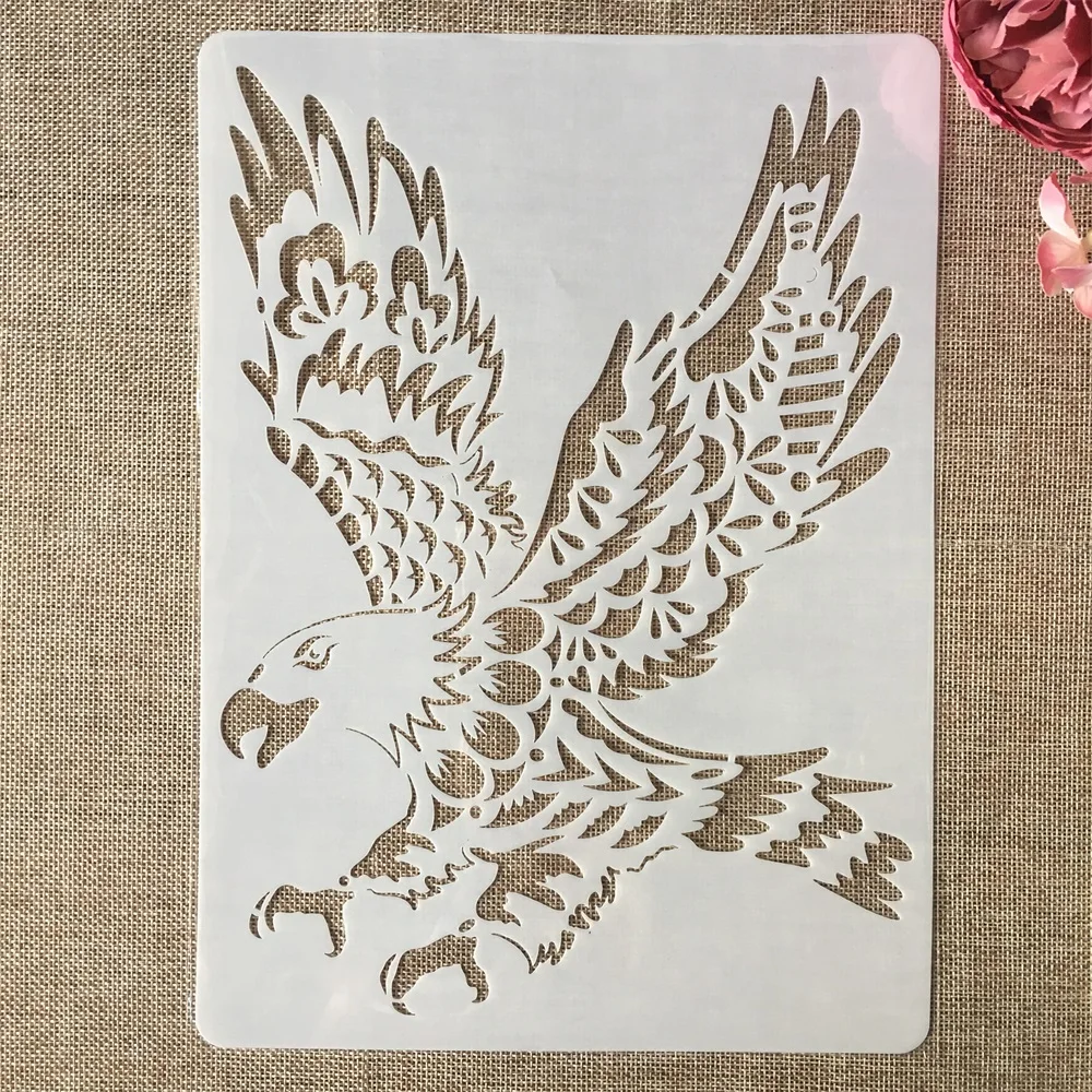 A4 29x21cm Hand Draw Eagle DIY Layering Stencils Painting Scrapbook Coloring Embossing Album Decorative Template