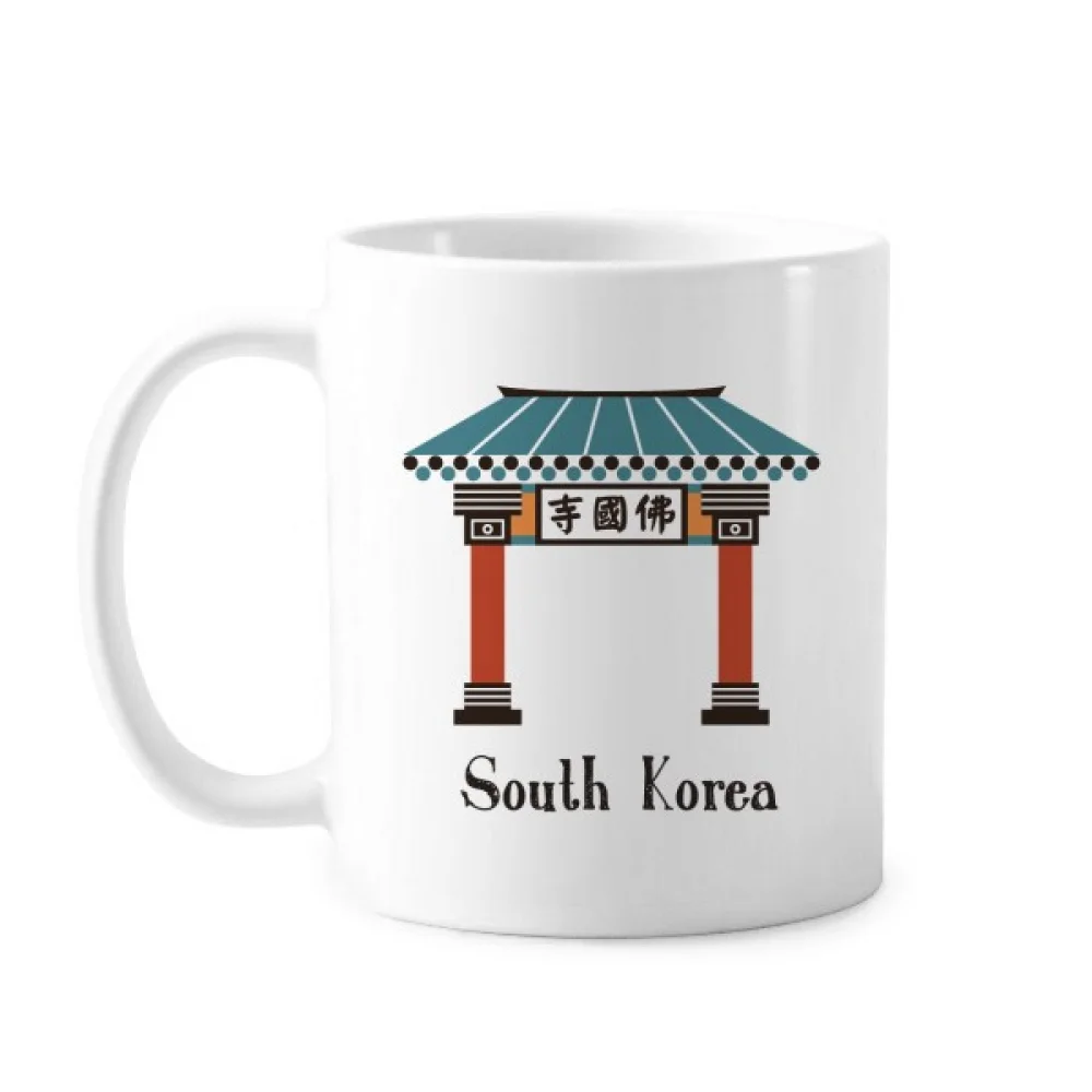 

South Korea Landmarks The Bulguksa Classic Mug White Pottery Ceramic Cup Gift With Handles 350 ml