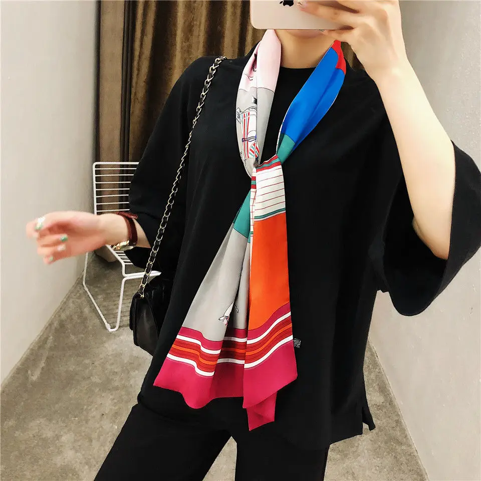 Luxury Brand Design Double-deck Twill Paisley Women Scarf Fashion Tie Neckerchief Silk Scarves For Ladies Head Scarf Wraps
