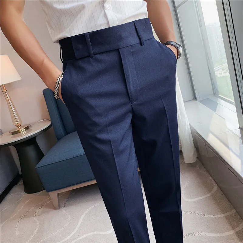 

Luxury men's business trousers spring autumn men fashion casual solid color suit pants high quality formal dress party Pantaloni