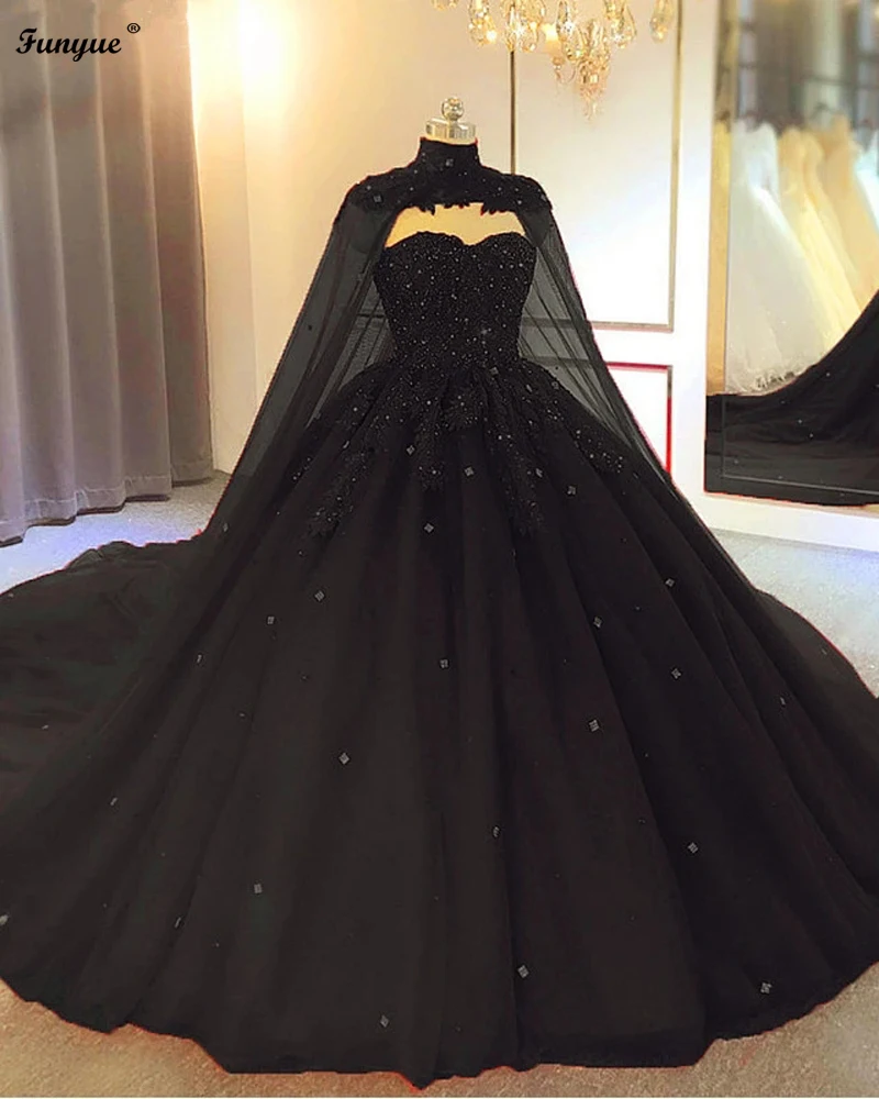 Sweetheart Tulle Ball Gown Wedding Dress With Cape Appliques Lace Crystal Bridal Gown 2021 Robe De Mariage African Bride Dresses