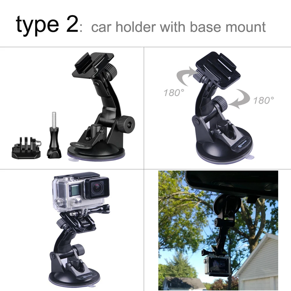 GloryStar Optional Bike/Motorbike Mount for Gopro Accessories for Xiaomi Yi Suction Cup Car Mount for Sjcam Sj4000 Eken H9 H9R