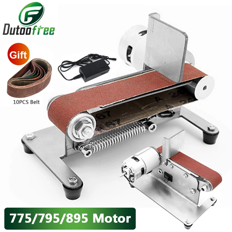 

110V/220V Mini Electric Belt Sander DIY Polishing Grinding Machine 7 Speed Adjustable 10PCS Belts Sharpener Cutter Knife Edges