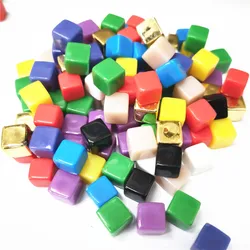 Square Corner Acrílico Dice para Jogo de Tabuleiro, Cubo De Ângulo Reto, Cor Sólida, Ouro, Preto, Em Branco, Peneira, Peça De Xadrez, 8mm, 50Pcs Set