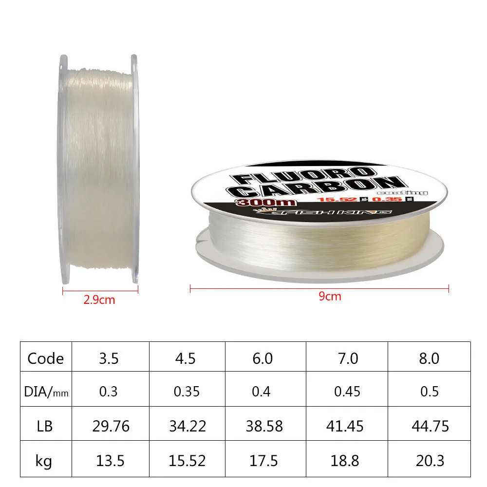 Full Sink Fluorocarbon Fishing Line 300m 0.30mm-0.50mm 100% Monofilament Carp Fishing Lines Leader Japanese Carbon Fiber Line