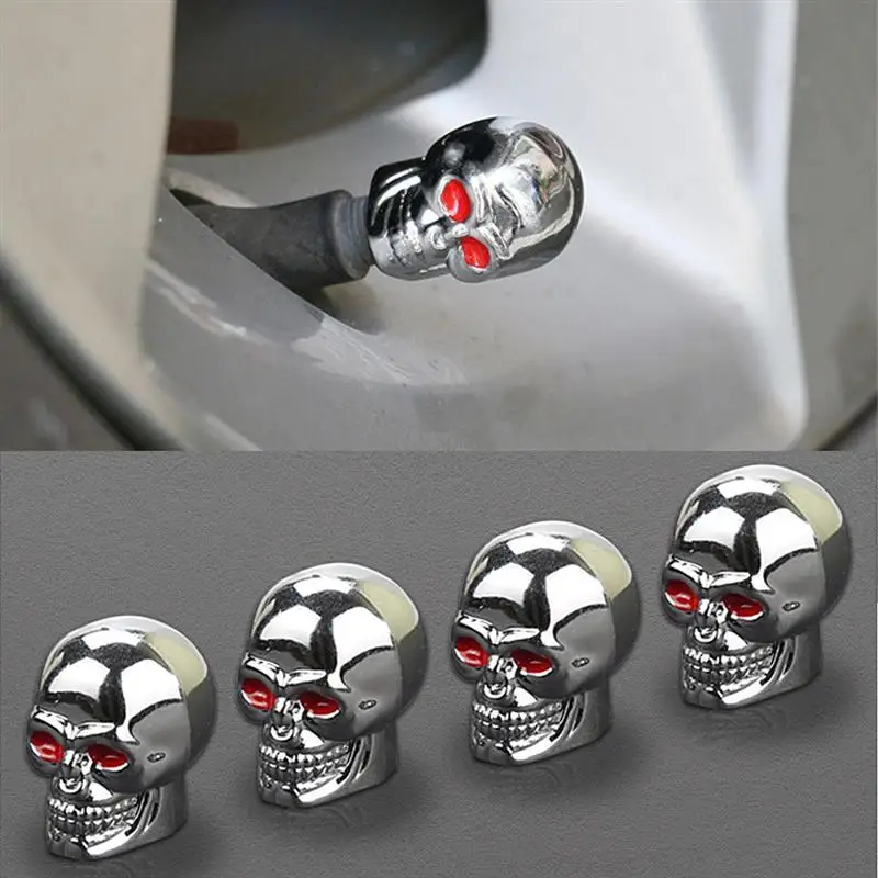 4pcs/Pack Creative Skull Car Valve Caps For Cars Wheel Valve Cap Auto Tyre Air Stem Caps Dust Cover For Bike Car Truck Styling 6