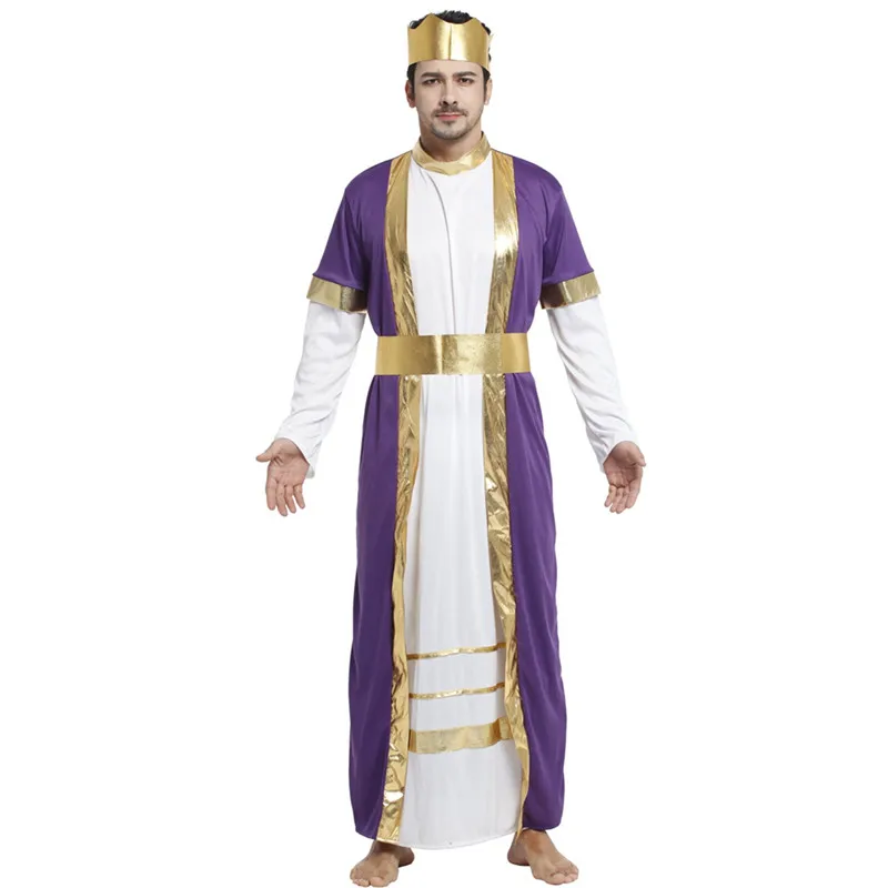 Adult Men Arab Traditional Cloth King Cosplay Halloween Zeus Costumes Carnival Purim Parade Nightclub Bar Role Play Party Dress