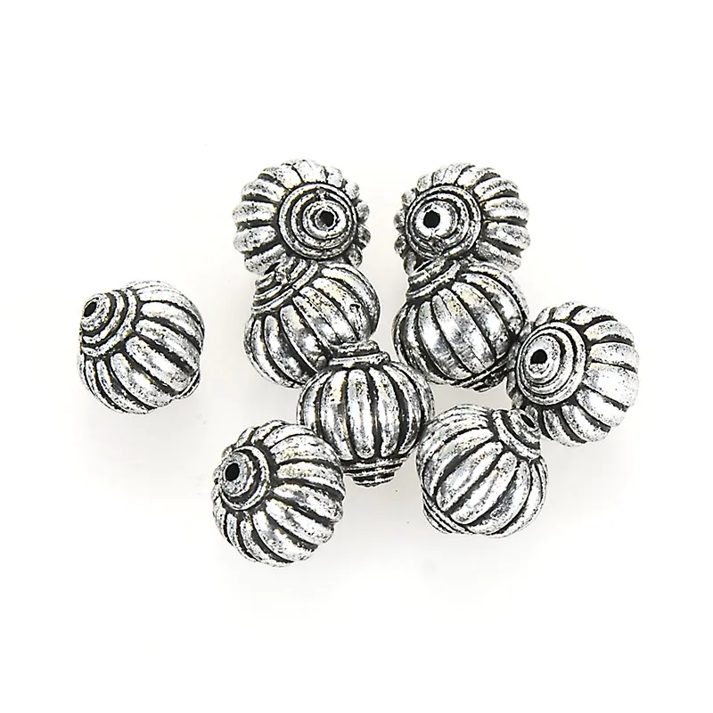 Miasol 30 Pcs Plating Acrylic Stripe Round Lantern Antique Design Spacers Charms Beads For Diy Jewelry Making Accessories