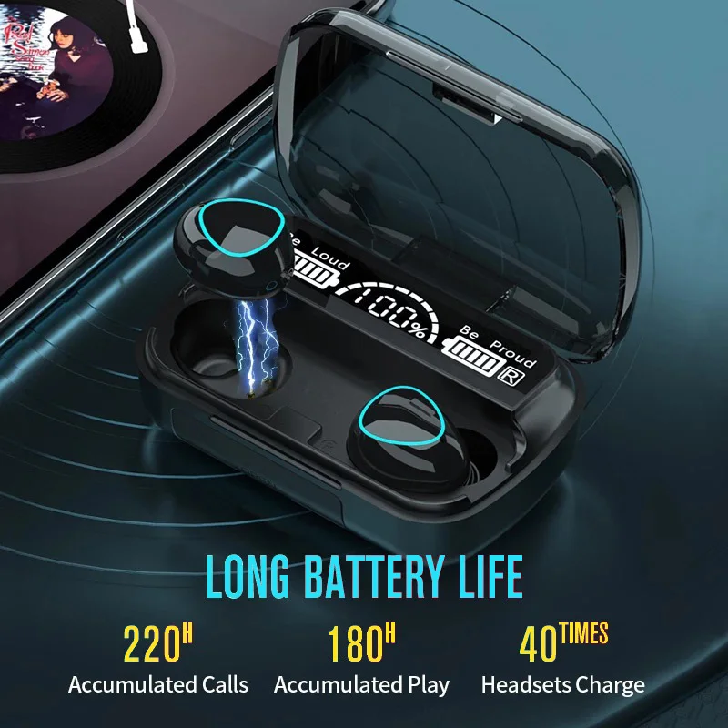 블루투스 무선 헤드폰, TWS 이어폰, 마이크 포함, 인이어 헤드셋, 게이머 이어폰, 보조배터리 핸드프리