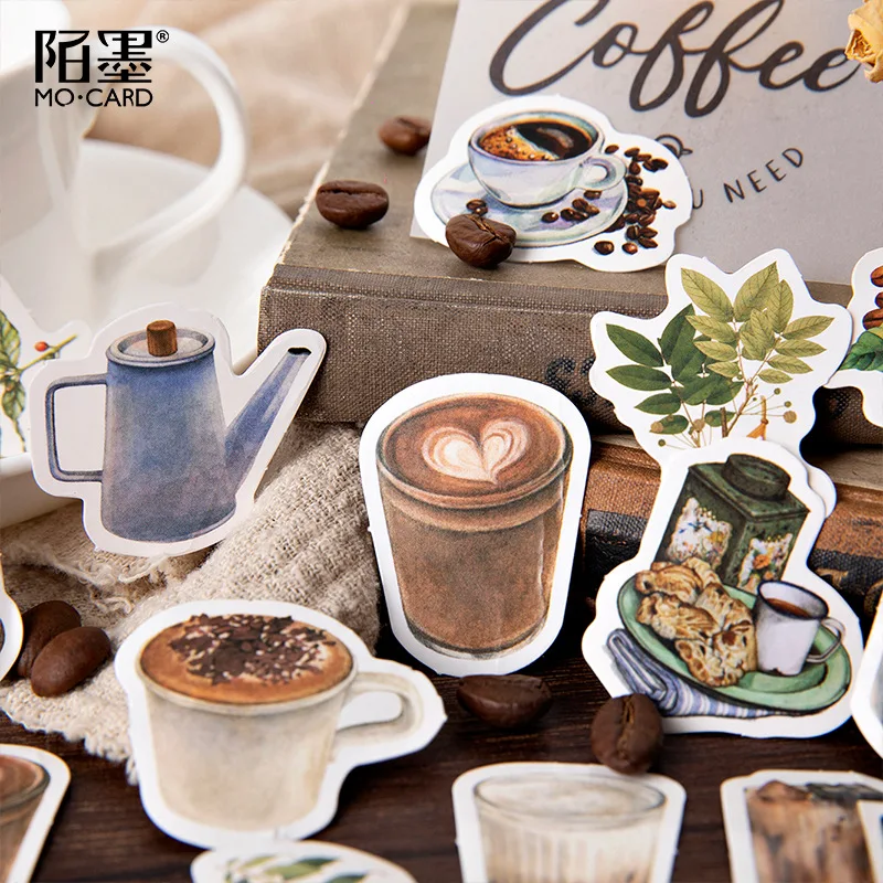 45pcs/pack Vintage Rooftop Coffee Shop Stickers Set Scrapbooking Journal Planner Diy Crafts Scrapbooking Diary Stickers