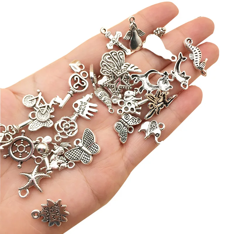 Vintage Mixed 20pcs Tibetan Silver Birds Owl Leaf Tree Metal Charms Pendants DIY Neacklace Handmade Jewelry Making Accessaries