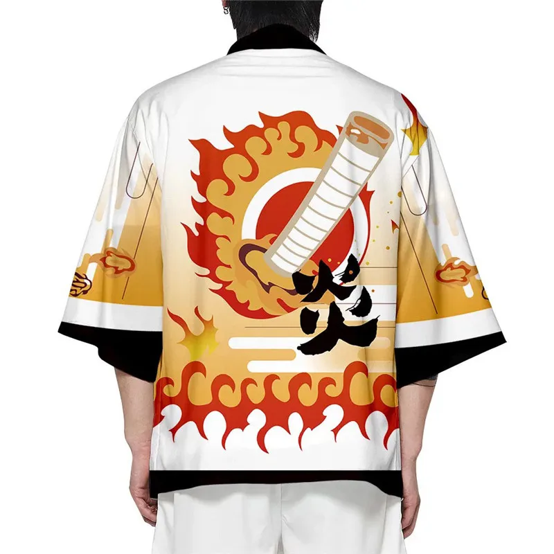 Demon Slayer Rengoku Kyoujurou NEW Kimono Haori Kimetsu no Yaiba Kamado Tanjirou Agatsuma Zenitsu Cardigan Top