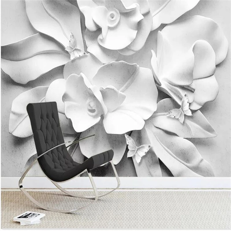 

wellyu papel de pared Custom wallpaper Modern minimalist atmosphere 3D embossed floral TV sofa background wall papel parede