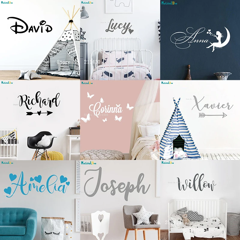 Personalized Custom Name Butterfly Star Wall Stickers For Nursery Kids Room Decoration Vinyl Decals Bedroom Home Decor X002