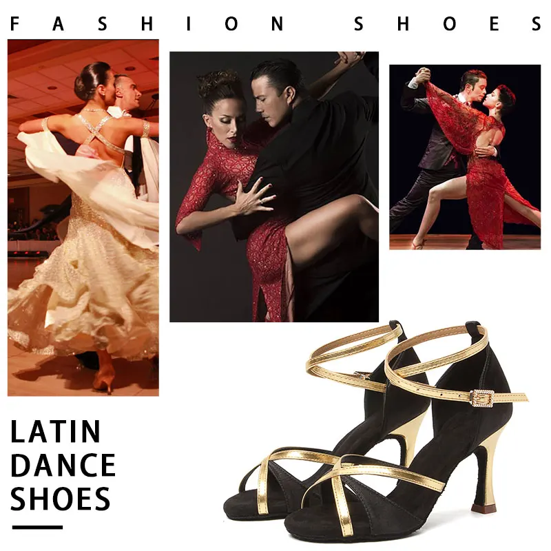 SWDZM Woman Latin Dance Shoes Ladies Girls Ballroom Shoes Suede Soft Sole Tango Party Dancing Shoes Salsa Practice Shoes 7cm